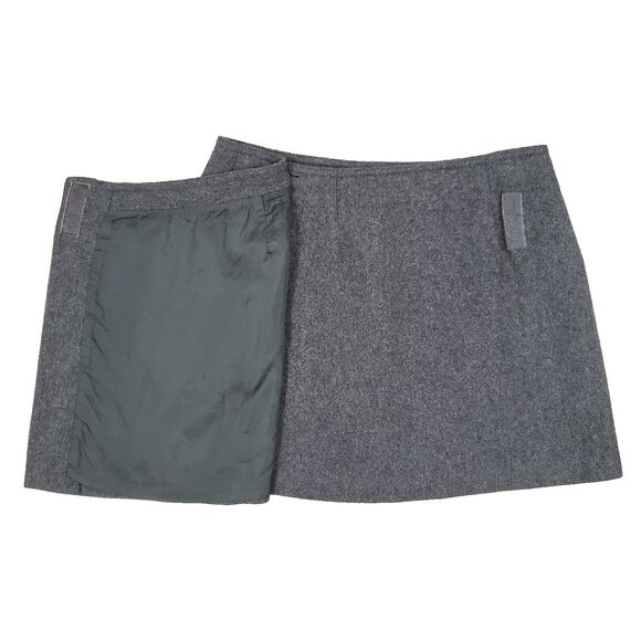 Vintage Y2K Express Wool Blend Wrap Mini Skirt Gray Preppy Academia 3 / 4 - Picture 2 of 11
